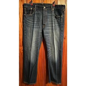 Mens Levi’s 501 button fly dark wash jeans size 40x32